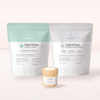 Base y fuerza: Proteína Pure Core, Happy Blend y Creatina Monohidratada de AMARA