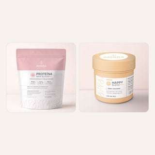 Dúo: Proteína New Bloom con Happy Blend de AMARA