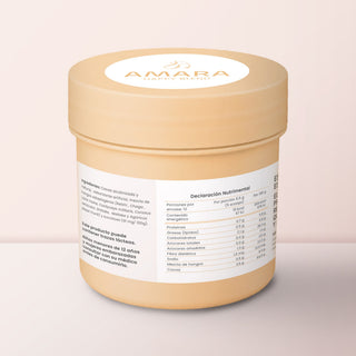 AMARA Happy Blend, reverso con declaración nutrimental
