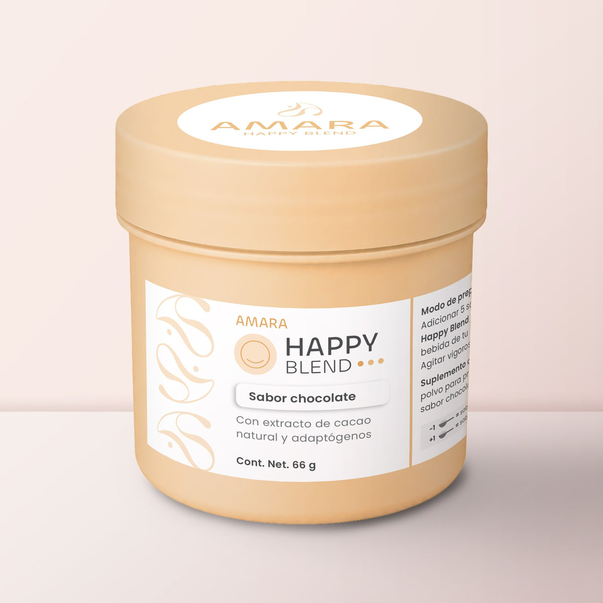 AMARA Happy Blend, frente del bote de 66 g
