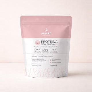 AMARA Proteína New Bloom, frente del envase de 525 g