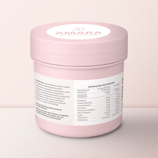 AMARA Probiotic Blend, reverso con declaración nutrimental