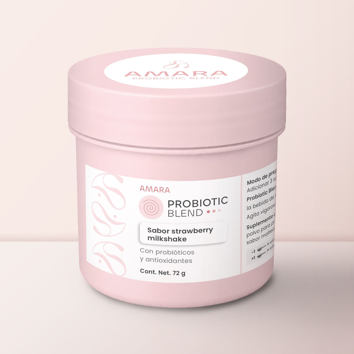 AMARA Probiotic Blend, frente del bote de 72 g