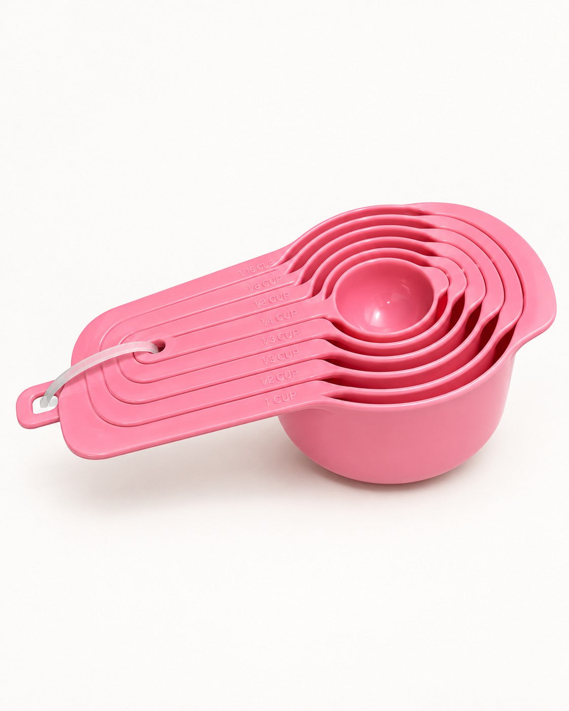 Scoops medidoras AMARA en rosa, guardadas una dentro de otra