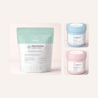 Trío: Proteína Pure Core con Beauty Blend y Probiotic Blend de AMARA