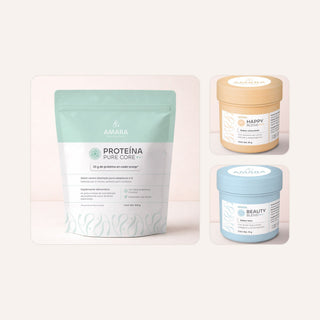 Trío: Proteína Pure Core con Happy Blend y Beauty Blend de AMARA